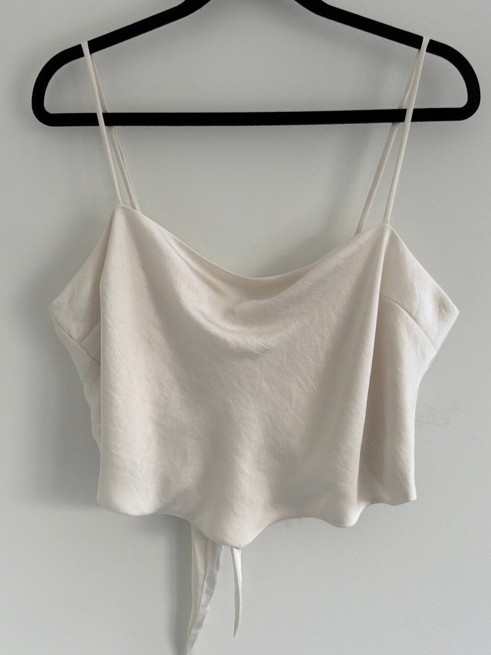Aritzia Sunday Best White Tie Back Cowl Neck Crop Top XL